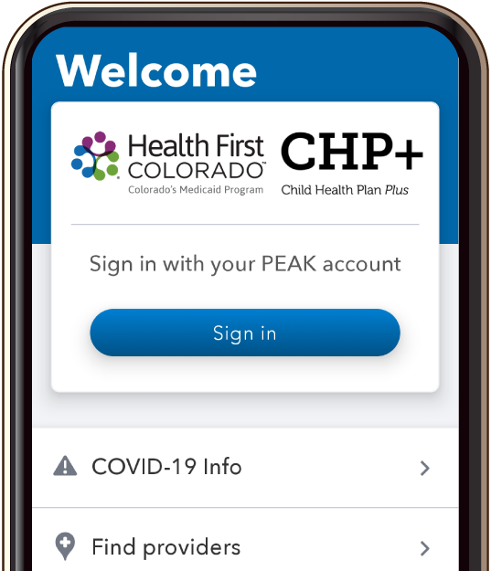Health First Colorado App Welcome Screen